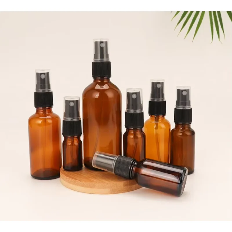 Spray bottle Perfume atomizer Refillable cosmetic bottle Cosmetic bottle Refillable spray bottle Cosmetic dispenser bottle 10PCS Amber Glass Spray Bottle 5/10/15/20/50/100ml Essential Oil Atomizers Cosmetic Dispensing Containers Portable Travel Bottle
