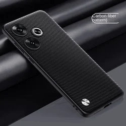 Premium Soft Vegan Leather Grain Slim Protective Back Cover Shell for Redmi Turbo 3 (Carbon fiber black)