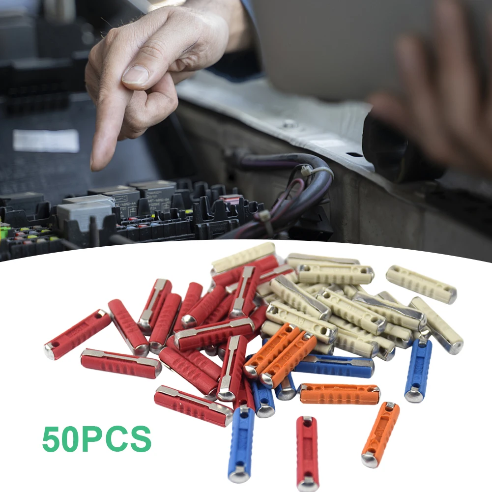 Classic Car Auto Fuses Kit 50Pcs/Set Car Durable Ceramic Fuse Torpedo-Type Assorted Box 5A 8A 16A 25A