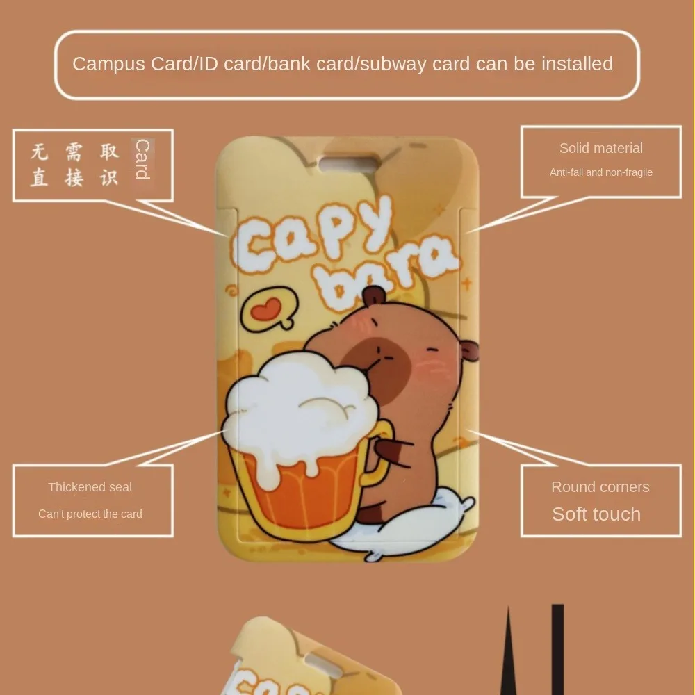 Card Holder Card Sleeve Cute New Capibala Cartoon Printing Slide Card Case Waterproof ABS Capibala Anti Loss Card Sleeve Student Cute Holder