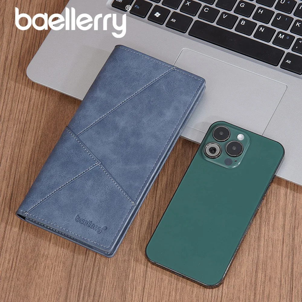 Baellerry Men's Custom Engraved Long Wallet PU Leather RFID Blocking 10+ Card Slots Zipper Gift