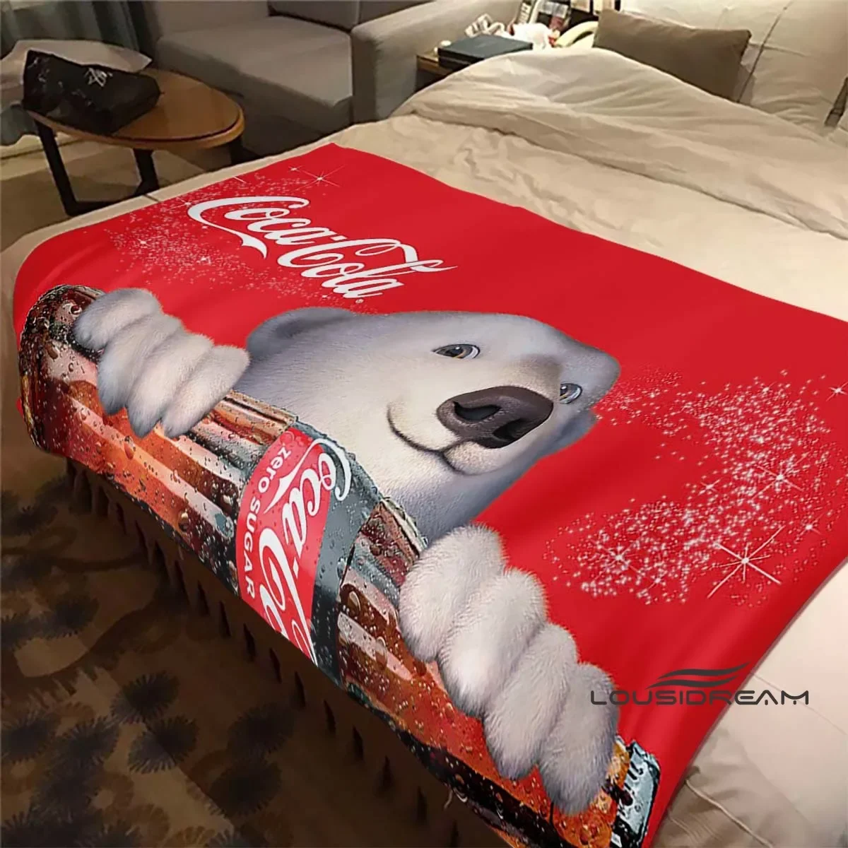 Fashion Coca-Cola Throws Blanket Soft and Comfortable Gift Sofa Blanket for Adults and Children Bedroom Living Room Decor