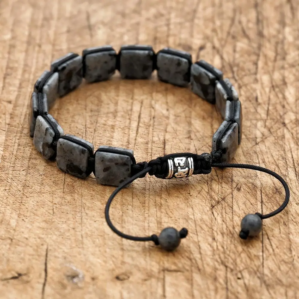 10MM Square Labradorite Natural Stone Braided Bracelet bangle bracelet stone bracelet Bohemia Punk Macrame Man Women Friendship Charm Bracelet Bangle Jewelry