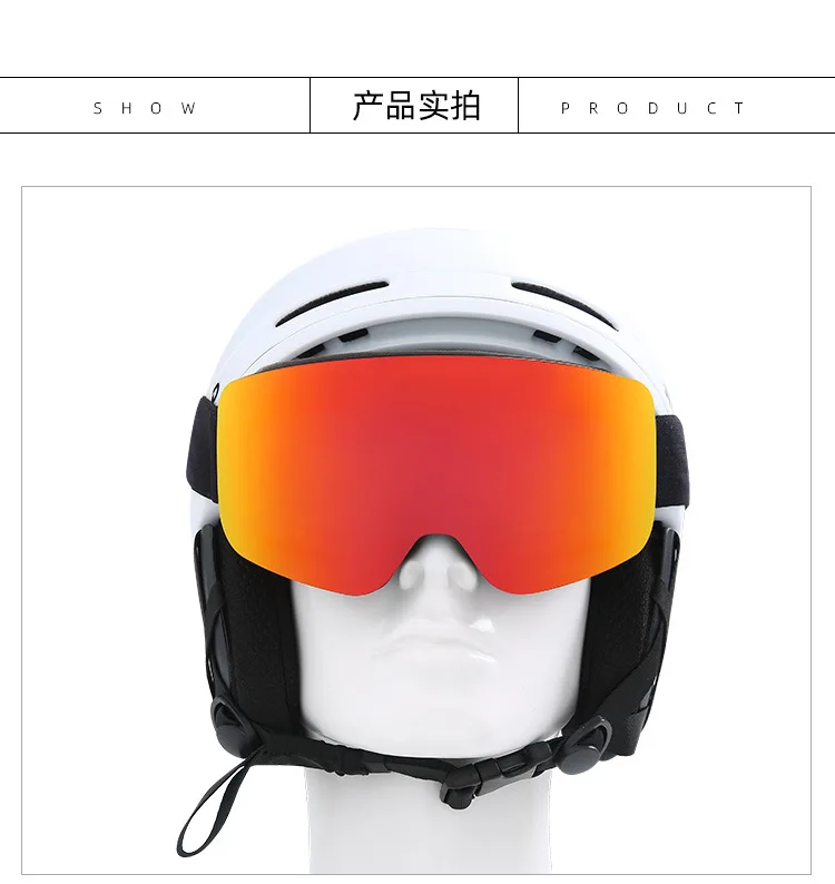 Big Ski Snowboard Goggles Women Men Skiing Eyewear Mask UV 400 Snow Protection Over Glasses Adult Double Anti-Fog Cylindrical 2