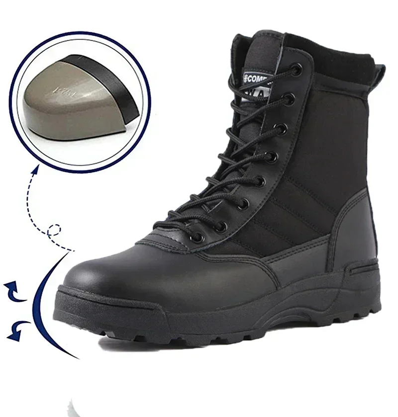 Combat Boots Men Boots Safety Shoes Military Outdoor Work Boots Steel Toe Shoes Winter Puncture-Proof Work for Men