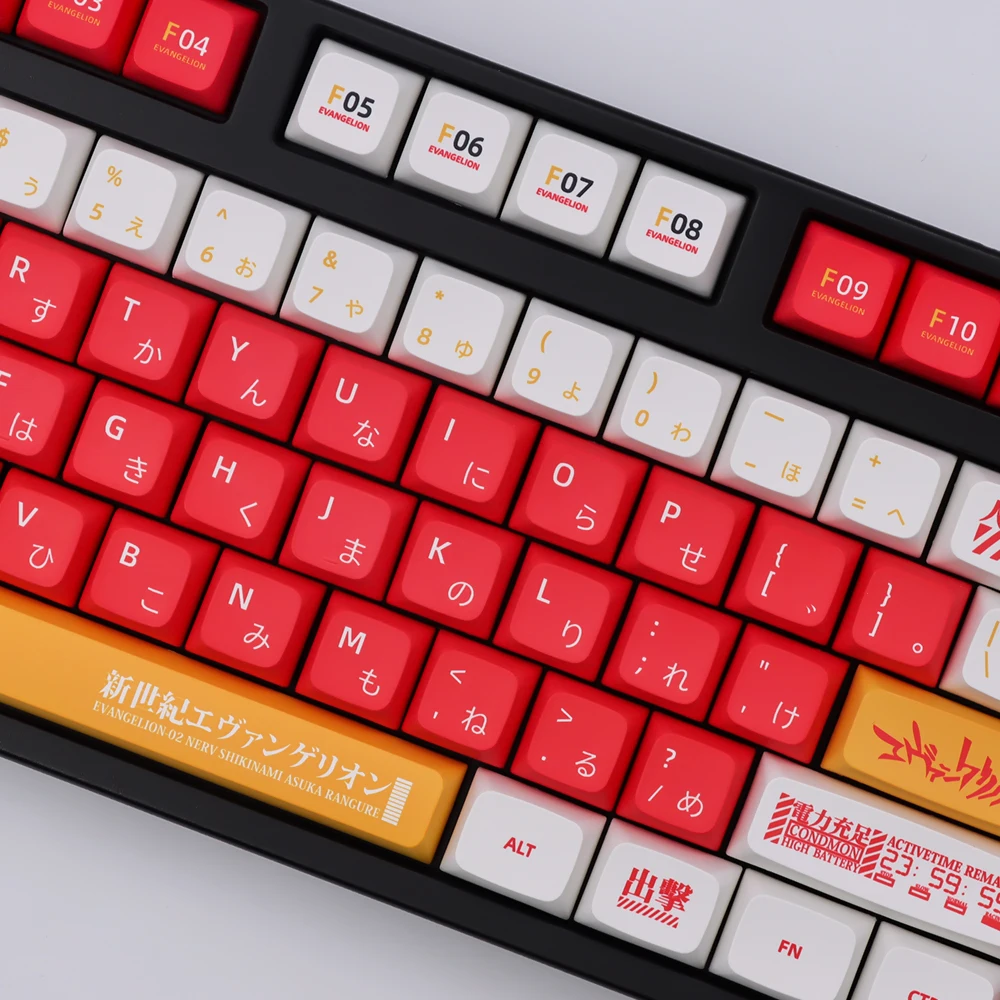 Chaves Conjunto Eva 02 Tema Keycaps Pbt Tintura Sub Tampões Chave para mx Switch Teclado Mecânico Xda Cherry Perfil Keycap 134 - Imagem 4