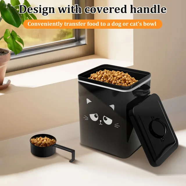 Pet Food Storage Bin Iron Cat Treat Container with Lid 6L Large Capacity Airtight Dog Storage Bucket Pet Supplies Accessories 6