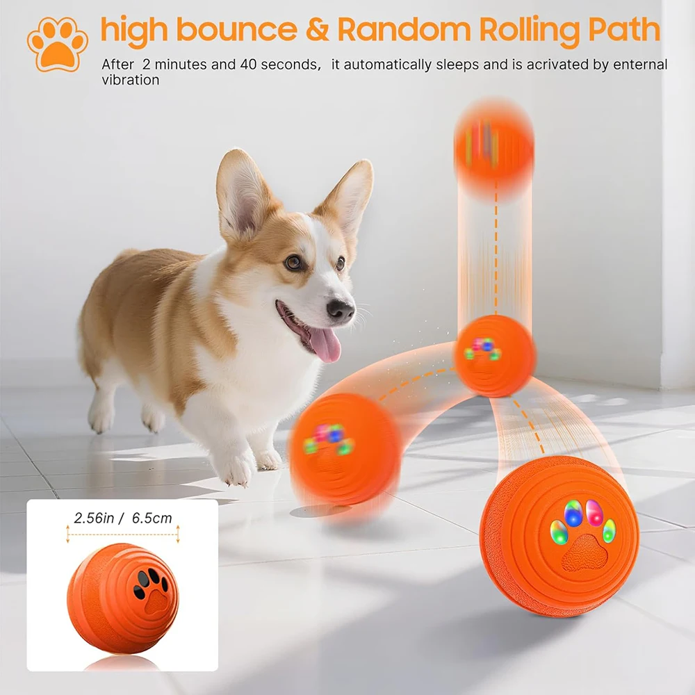 Interactive Dog Toys Pet Motion Activated Automatic Rolling Ball Dog Toy:blue