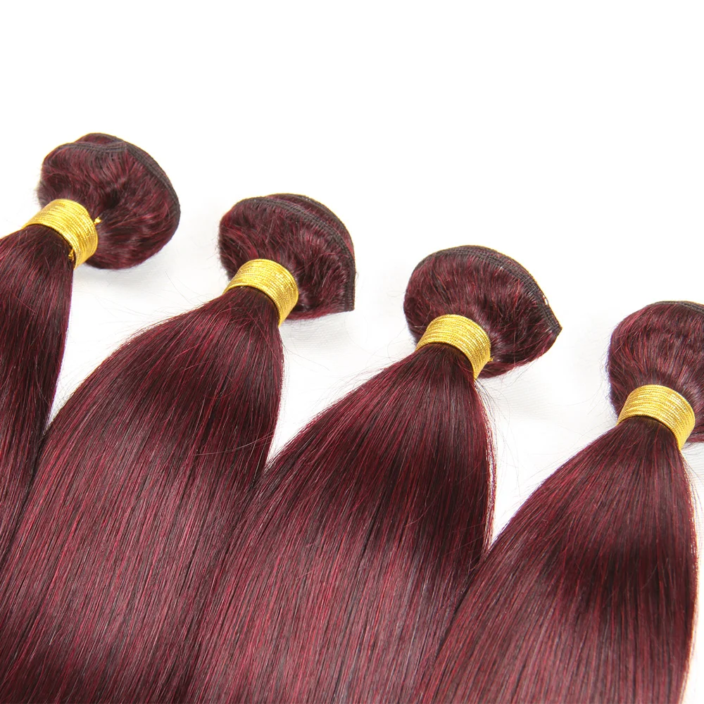 Slanke 99j Rode Human Hair Bundels Voor Vrouwen Body Wave Remy Brazilian Hair Extensions Single Bundels 99j Gekleurde Hair Extensions