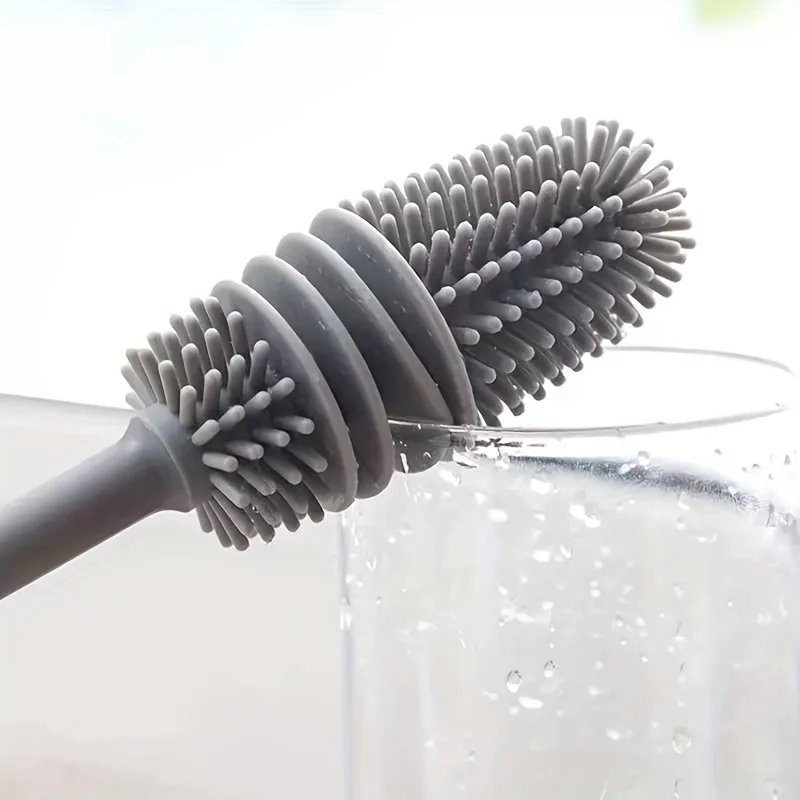 Silicone Cup Brush Milk Bottle Cleaning Brush Long Handle Water Bottles Cleaner Glass Cup Cleaning Brush Kitchen Cleaning Tools 5