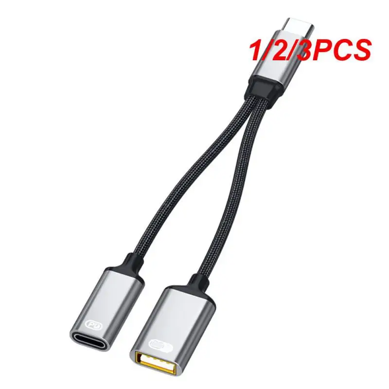 

1/2/3PCS 2 in 1 USB C OTG Cable Adapter Type-C Male to USB-C Female 30W PD Fast Charging with USB Splitter Adapter For Laptop