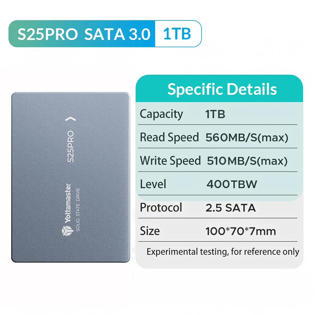 Yottamaster S25PRO 2.5'' SATA 3.0 Harddisk SSD 2TB 1TB High