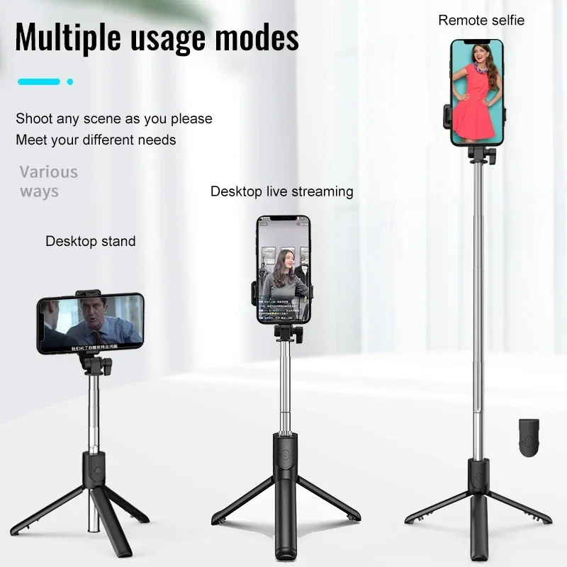 Sports Camera Selfie Stick Handheld 360 Degree Flexible Sports Camera Mini Selfie Stick Tripod with Wireless Remote Mobile Phone Monopod Stand