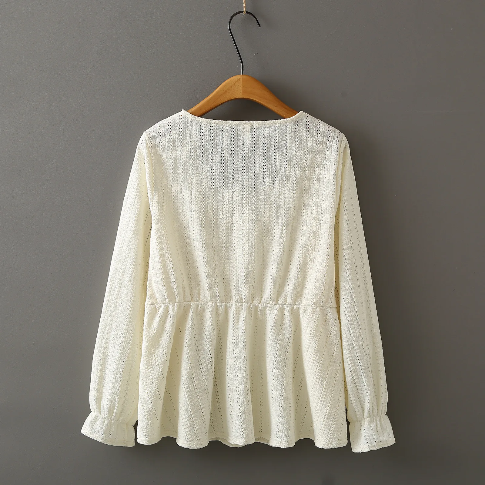 Plus Size Women's Blouses Autumn New Fashionable Square Collar Hollow Out Long Sleeved Shirt 2515