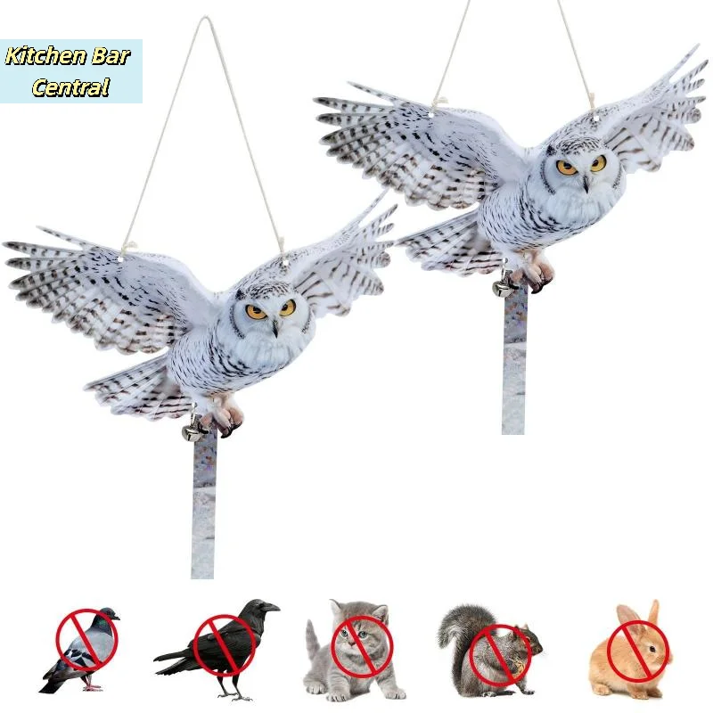 【Wasserdichter Vogelschreck mit simulierter Eule, Vogelabwehr, Schädlingsbekämpfung, künstliches Vogelschreckgerät mit Reflektoren】