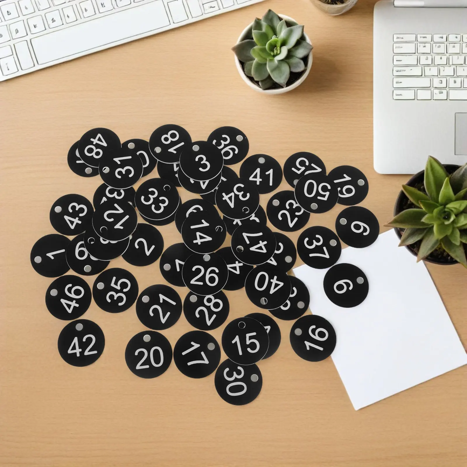 50Pcs 번호가 매겨진 키 태그 플라스틱 식별 라벨 새겨진 숫자 키 정리용 둥근 구멍 보관 마커 키체인