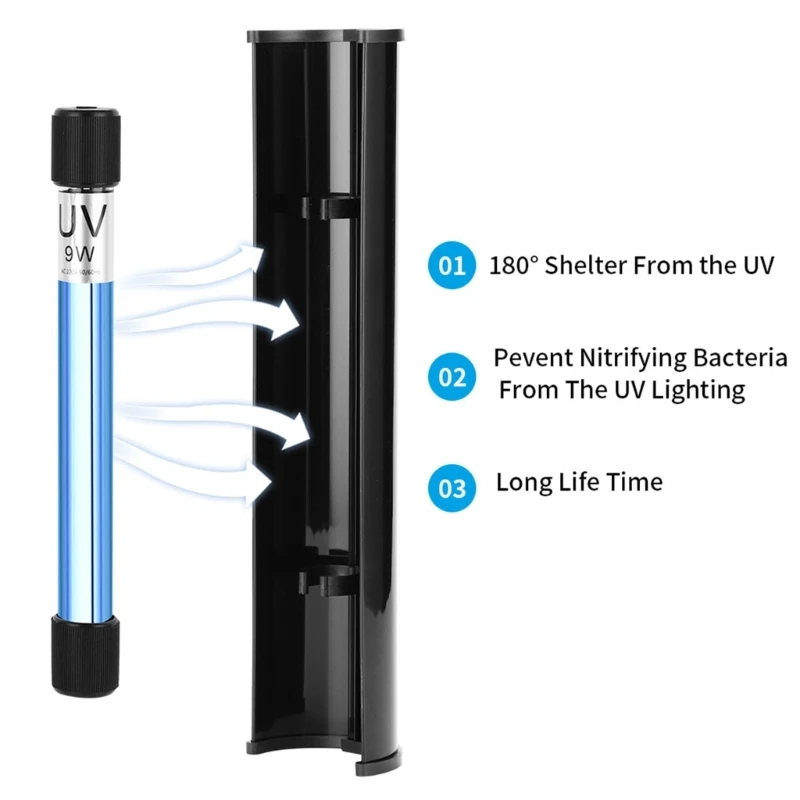 Aquarium Lamp Shade with Glass Tube Fixing Clip and Sliding Grooves Limited Protections for Fish from UV Light 3 Sizes Y5GB