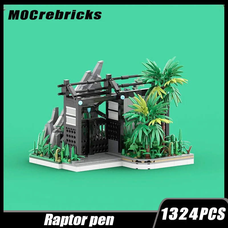 Famosi Film Di Celebrità Universal Studio Adventure Island Raptor Fence Gate Building Model Building Block Assembly Brick Toy