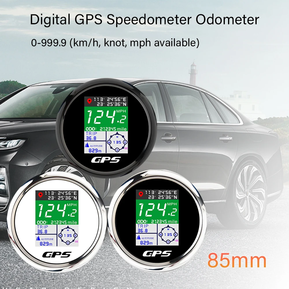 

Universal Boat 52mm 85mm Digital GPS Speedometer ODO with Longitude Latitude Altitude with Adjustable MPH Knots km/h for RV Car