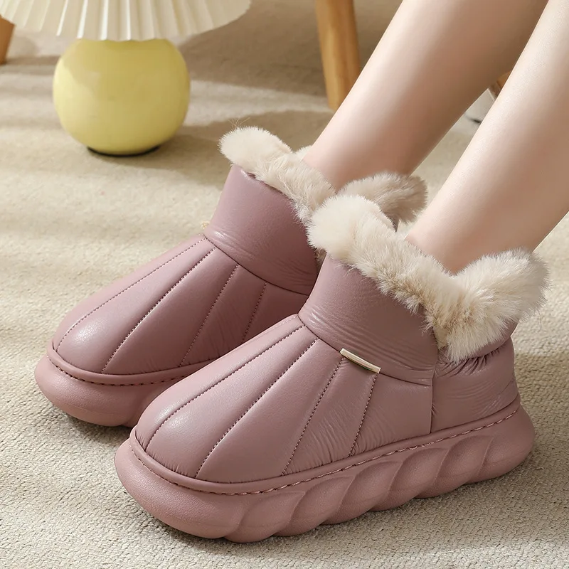 

Home Cotton Boots Winter 2023 New Plush Keep Warm Cotton Shoes Slides Couples Lady Mens Waterproof Family House Slippers