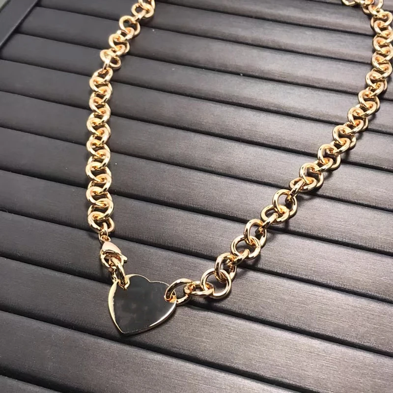 

Fashion Heart Tag Pendant Thick Necklace Original High Quality Female Couple Festival Party Jewelry Gift