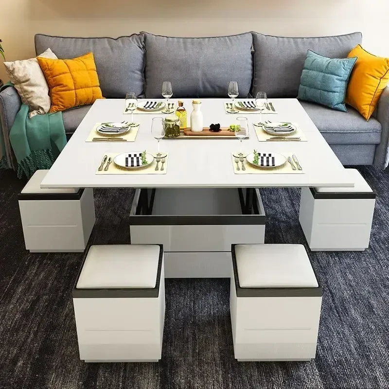 Dining Table Multifunctional Coffee Table With Stools Lift Up