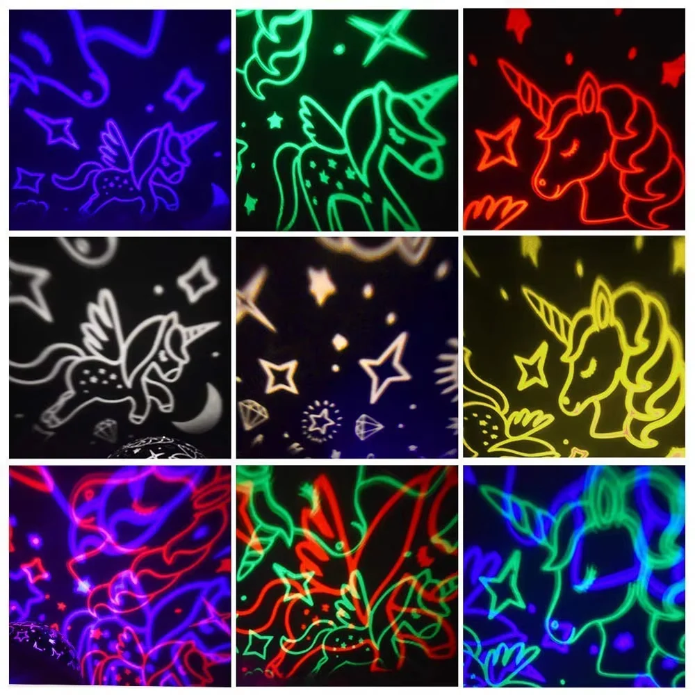 Star Moon Projector Night Lights, LED Unicorn Atmosphere Light for Gifts, Kids, Child Sleep Peace, Christmas, Home Decoration 5
