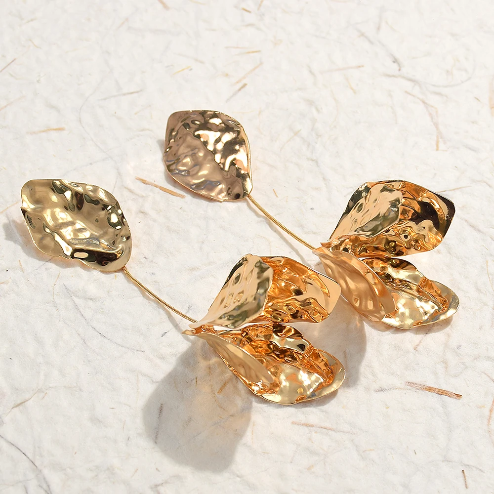 Luxury Matte Metal Flower Earrings
