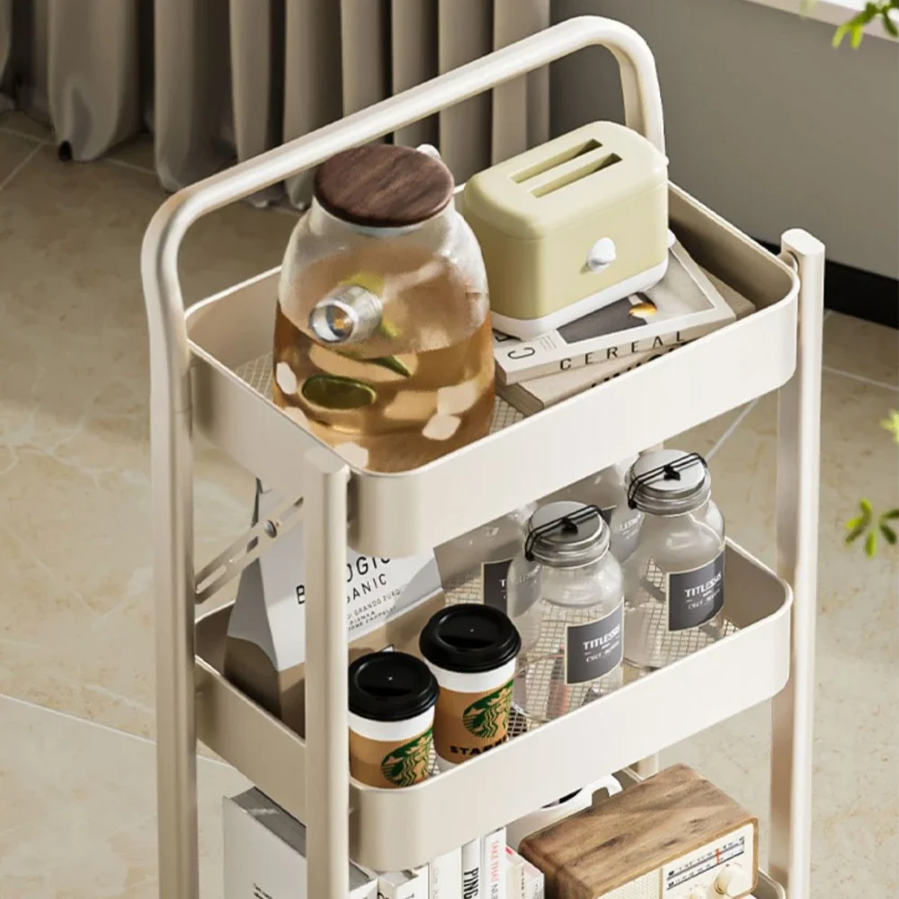 Folding Storage Trolley Kitchen Multi-layer Vegetables Rack Movable Fruits Snacks Storage Cart Household Space-Saving Trolley storage rack,rolling storage cart,folding shopping cart