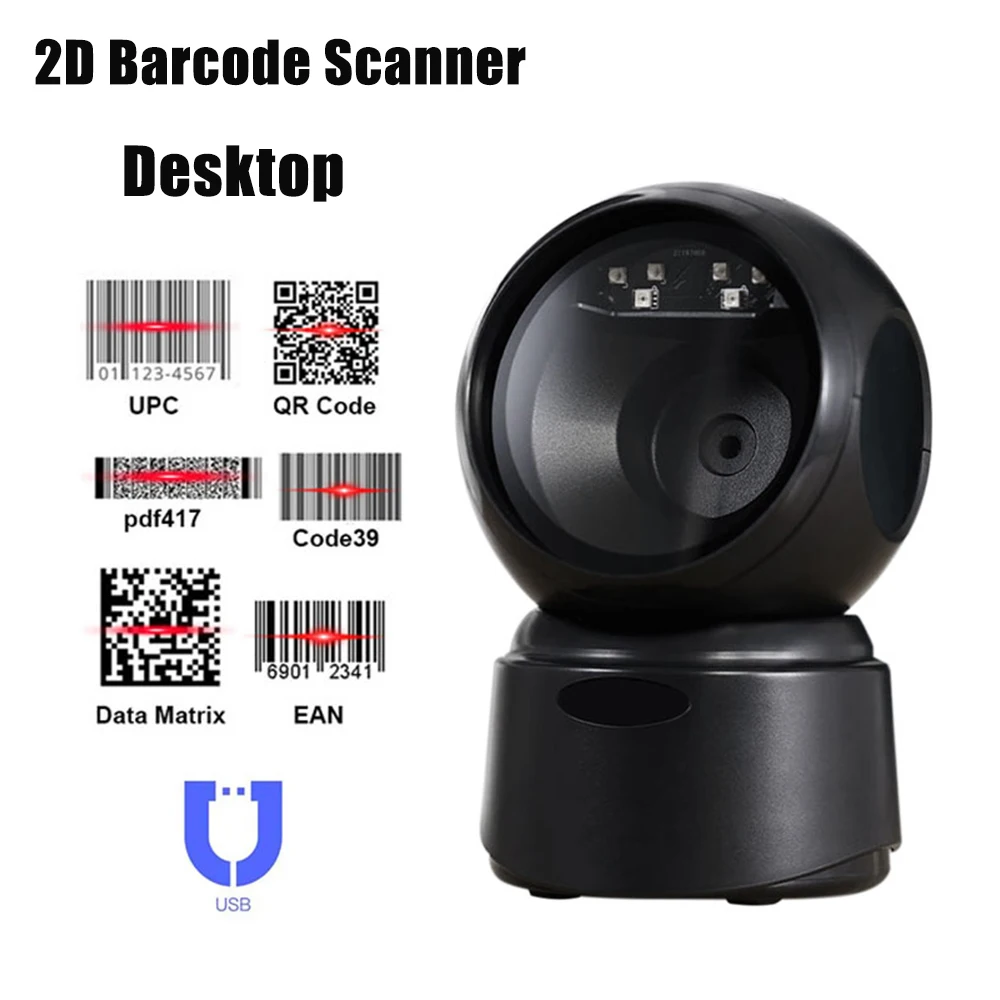2D Barcode Scanner Image Platform Desktop Scanner 1D 2D QR code reader USB Omnidirectional High-speed Precision Durable scanner 1