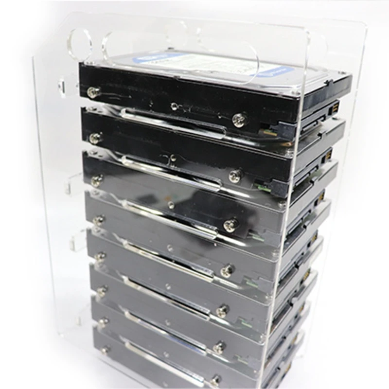 Multi-Layer SSD Rack for 3.5" Hard External Deskeop Bracket Hard Disk Box Transparent with Fans Space