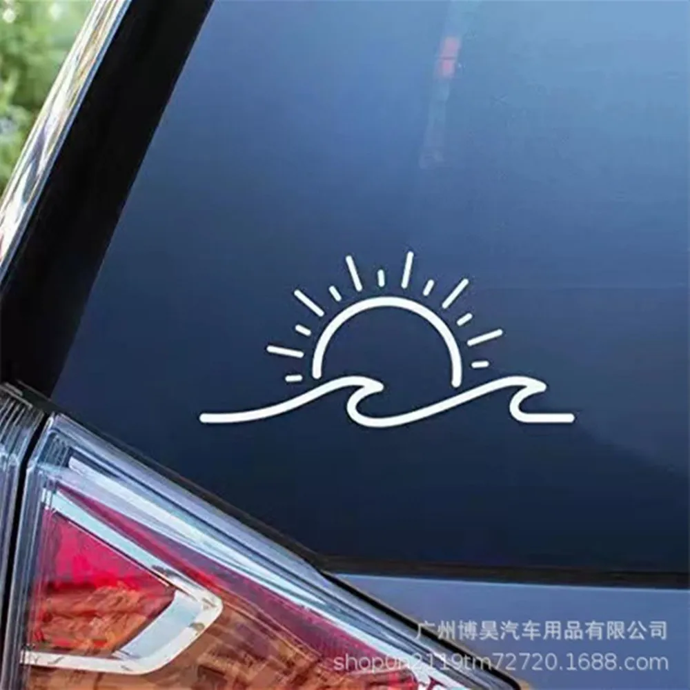 

New Sun And Wave Design Car Styling Stickers Camper Vans Motohome Decor Vinyl Traval Decals Windows Bumper Auto Accessories