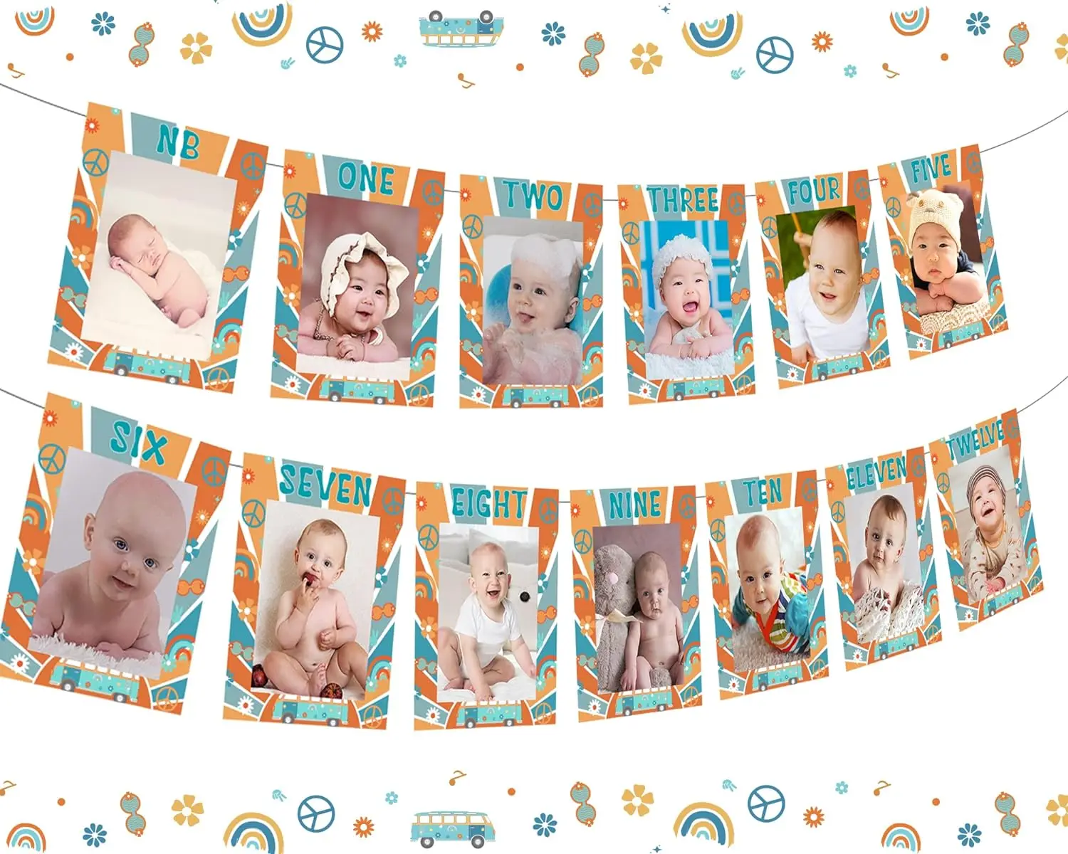 

One Groovy Dude Baby Birthday Decor Boy Monthly Photo Banner Retro Hippie Daisy Boho 1st Birthday Baby from Newborn to 12 Months