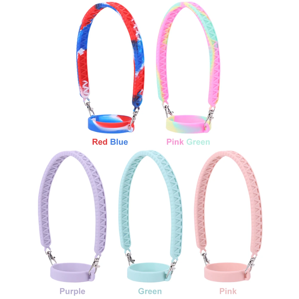 Silicone Water Bottle Handle Fit 8-40oz Bottles Water Bottle Sling Water Bottle Carrier for Stanley Cup Accessories