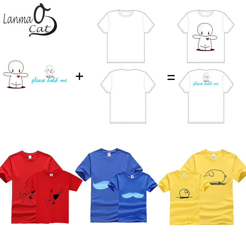 Customized Cotton Family Matching Clothes Mom Daughter Son Dad Personalized Printing T shirts For Aldults and Children 5