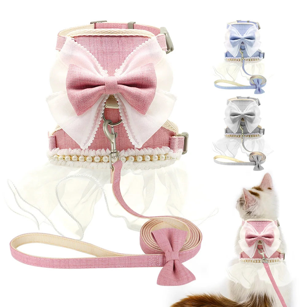 Cute Bowknot Cat Harness Leash - PeticaDeals