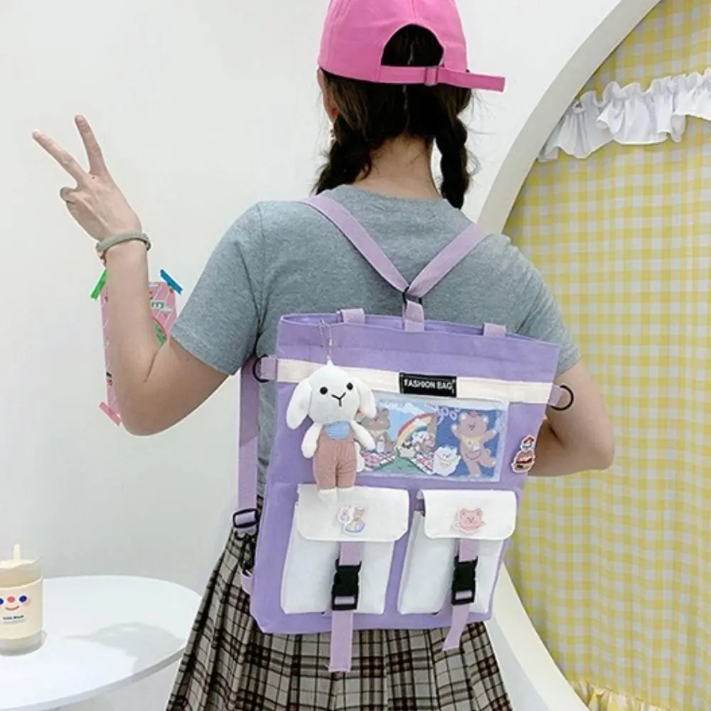 

Multiple Pockets Korean Style School Handbag Women Canvas Student Backapck Shoulder Bag Crossbody Bag Messenger Bag