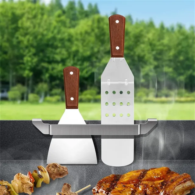 Grilling Spatula 2-Pack Magnetic Griddle Tool Holders Stainless