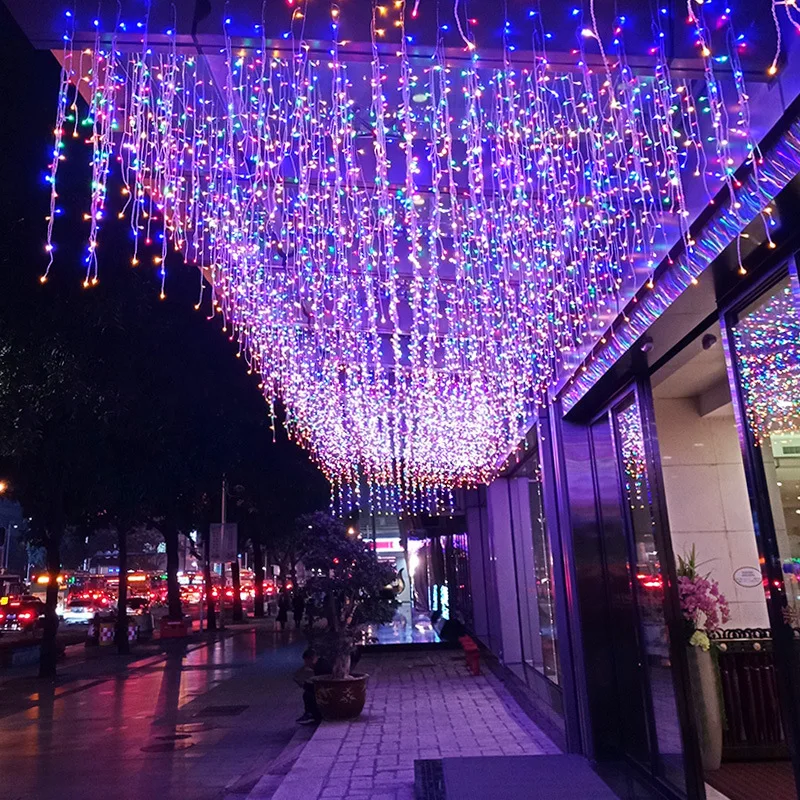 야외 LED 고드름 스트링 요정 조명, 홈 가든 웨딩 파티 커튼 가로등 장식, 크리스마스 장식, 4, 8, 12x0.6m