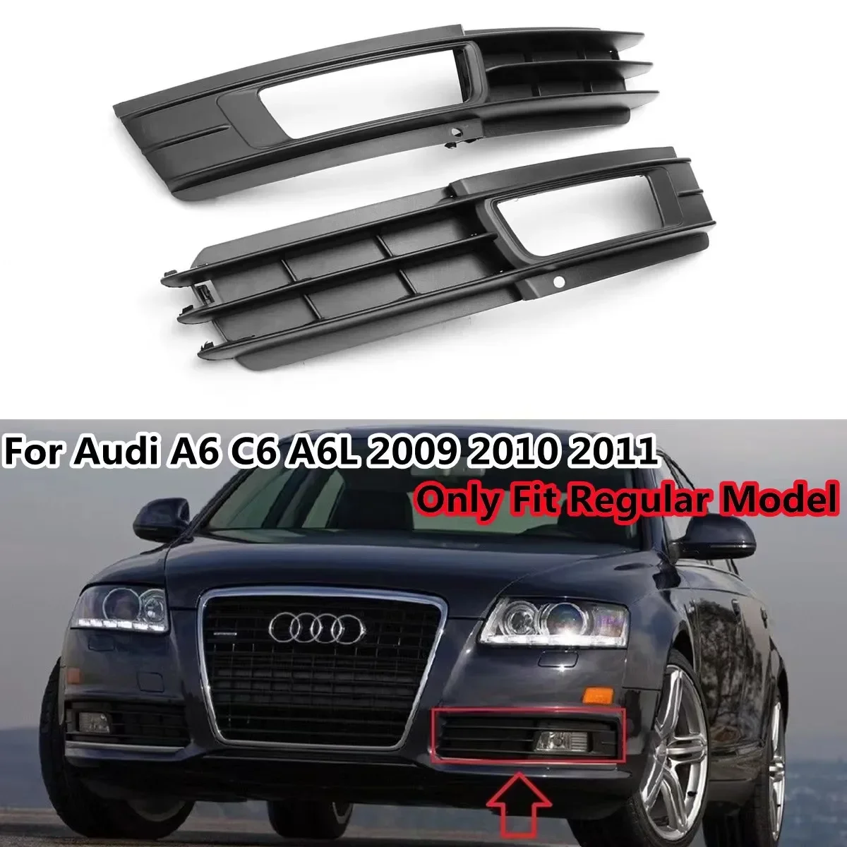아우디 A6 C6 A6L 일반형 2009 2010 2011 프론트 그릴, 앞 범퍼 안개등 그릴 커버 4F0807681P
