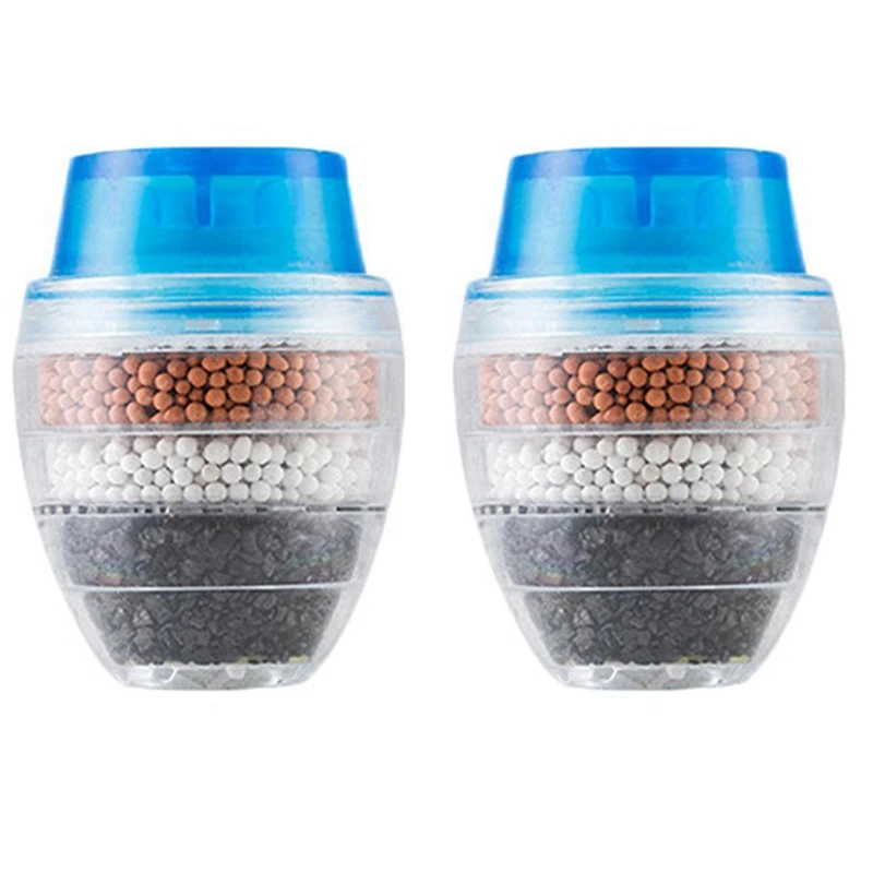 

2X Activated Carbon Faucet Filter Faucet Nozzle Water Filter Kitchen Tap 5 Layers Filter Purifier For Home Use (Blue)