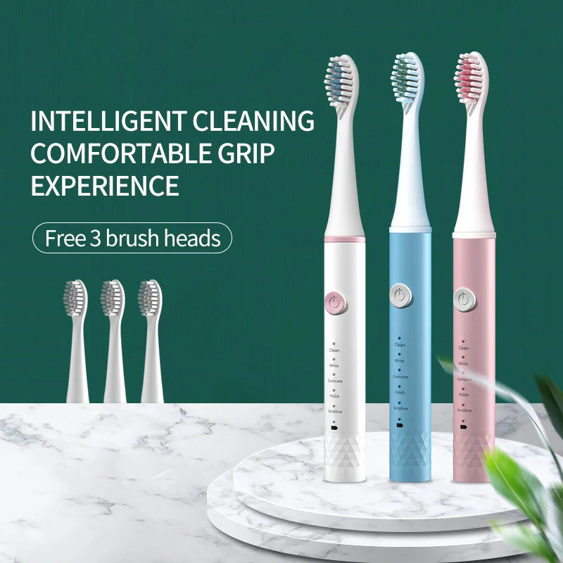 SonicElectricToothbrushHouseholdRechargeableAdultUltrasonicIPX7WaterproofReplacement3