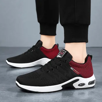 Comfortable Personality Style Men Fashion Soft Breathable Sports Fashion Shoes Mesh Flying Woven Sneakers Outdoor Casual Shoes