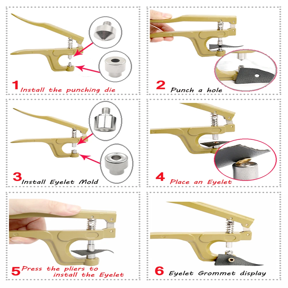 5mm Brass Eyelets Multifunctional Pliers Grommet Kit Leather Belt Scrapbooking Eyelet Tool and Accessoires For Thick Fabric eyelet punch tool set eyelet grommet ring eyelet grommet ring kit grommet eyelet kit grommet punch tool grommet tool kit grommet tool eyelet grommet dies