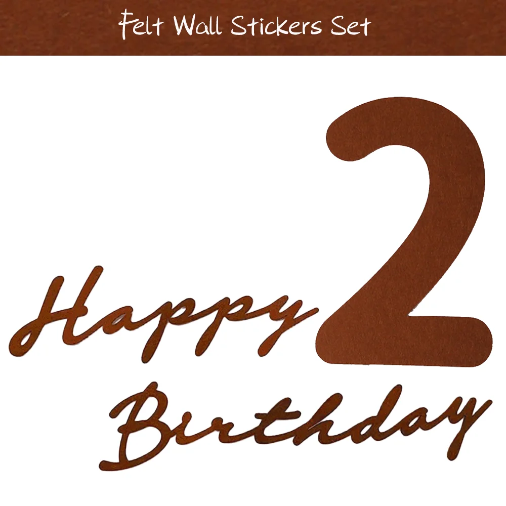 Ins Style Kaffeefarbe 0-9 Zahlen Filz Wandaufkleber Alles Gute zum Geburtstag Hut Flagbanner Ballon Babyparty Kindergeburtstag Party Dekor – Detail 11