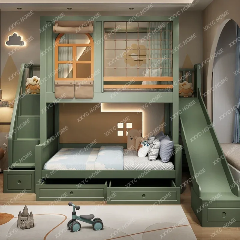 Children Beds Double Storage Space Loft Foldable Bunk Slide Design Mueble Infantil Bedroom Furniture