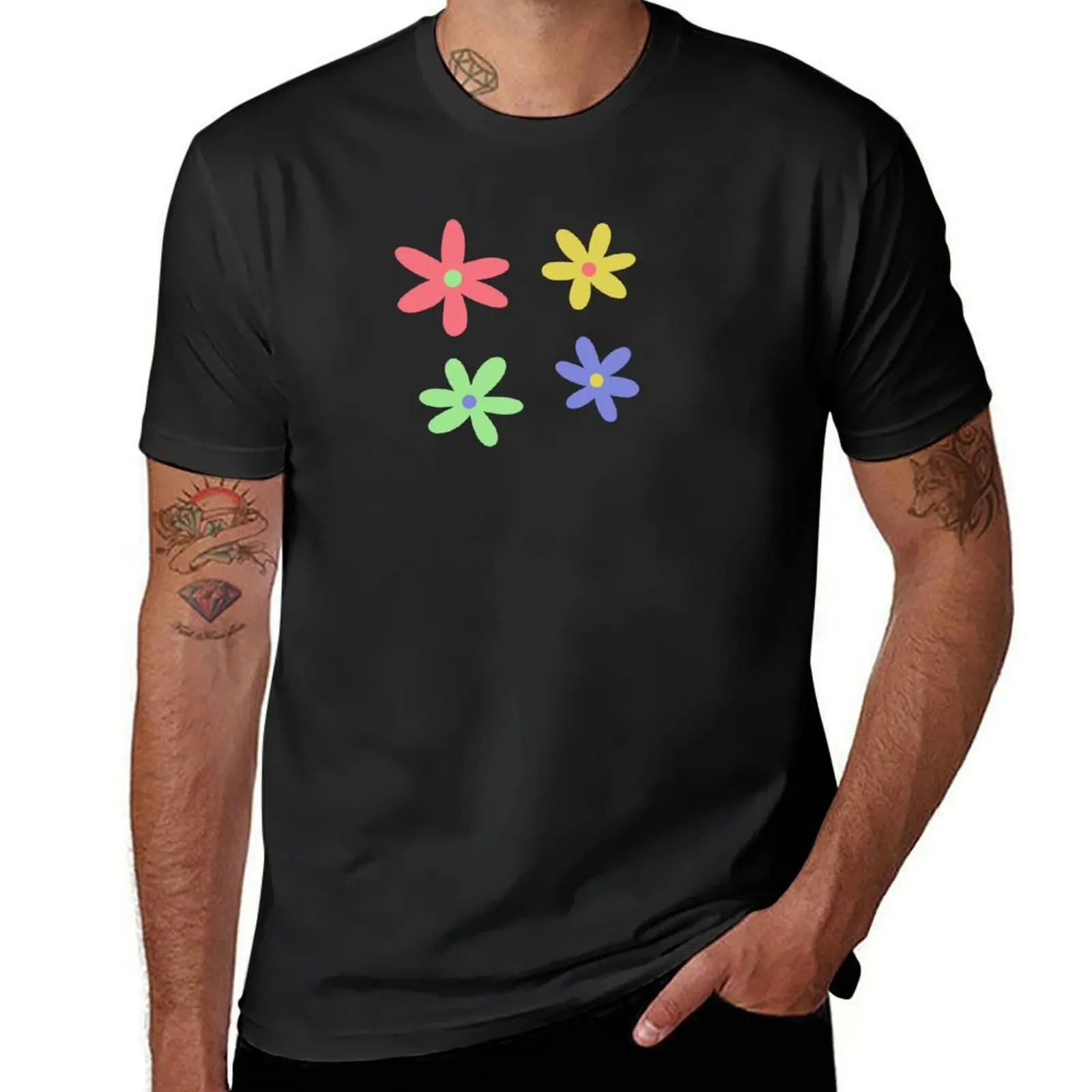 

Cute Pastel flowers T-shirt sports fans plus size tops mens t shirts