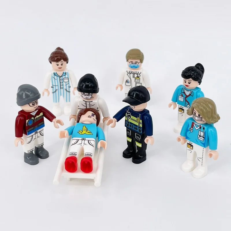 

City Medical Staff Doctor Nurse MOC 4.5cm No Playmobil Brinquedos Figures Building Block Brick Mini Educational Toy for Children