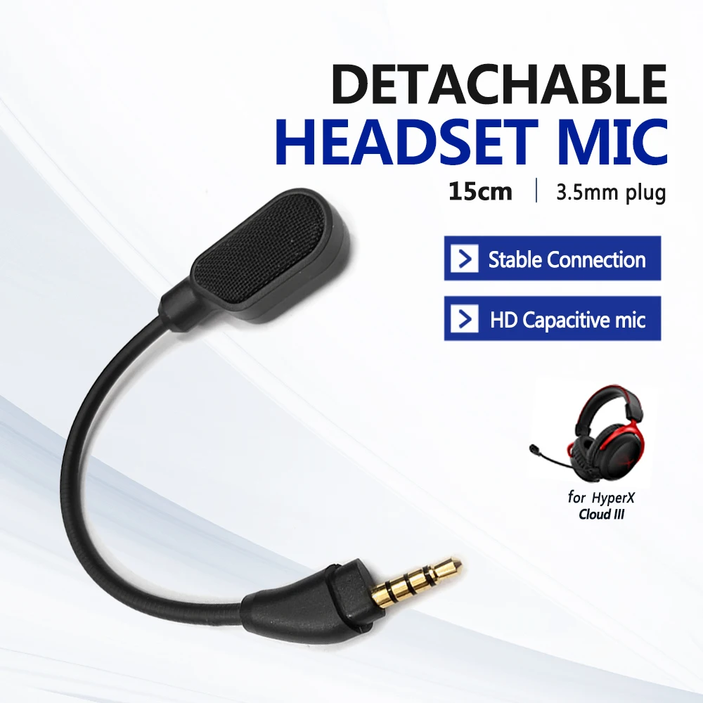 For HyperX Cloud III Gaming Headset with Detachable 3.5mm jack Noise-Reduction Microphone And Indicator Light for E-Sports wired vocal microphone
