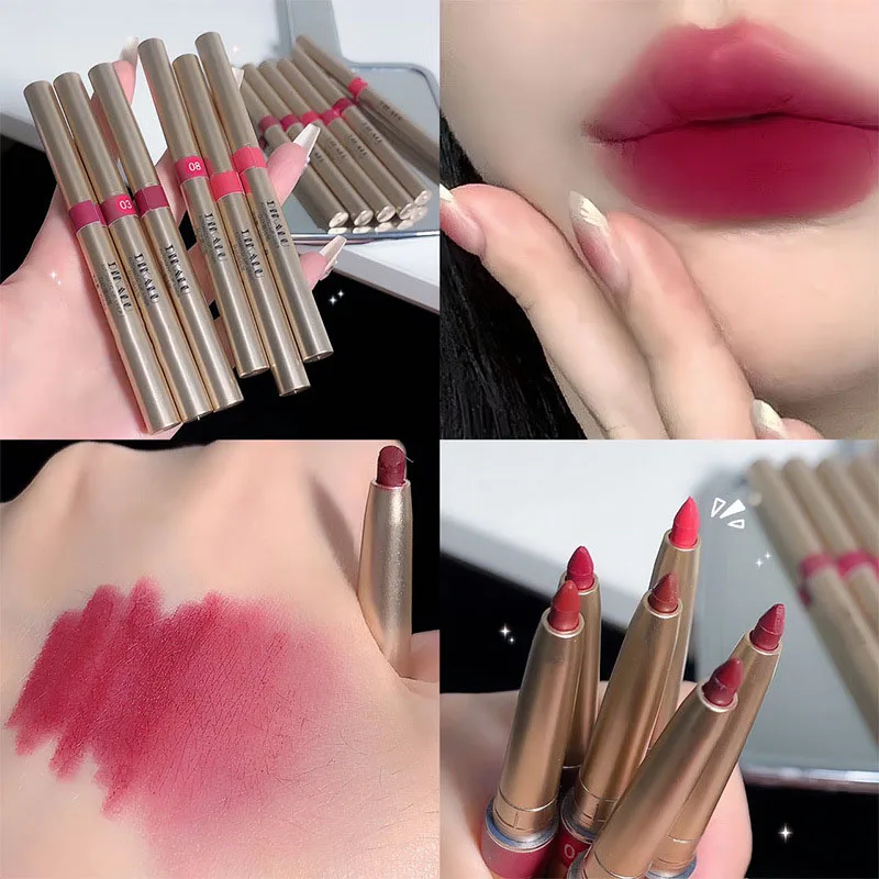 Auto Rotate Red Lip Liner Pencil Stick Makeup Long Lasting Lipstick Pencil Waterproof Moisturizing Lipstick Korean Makeup